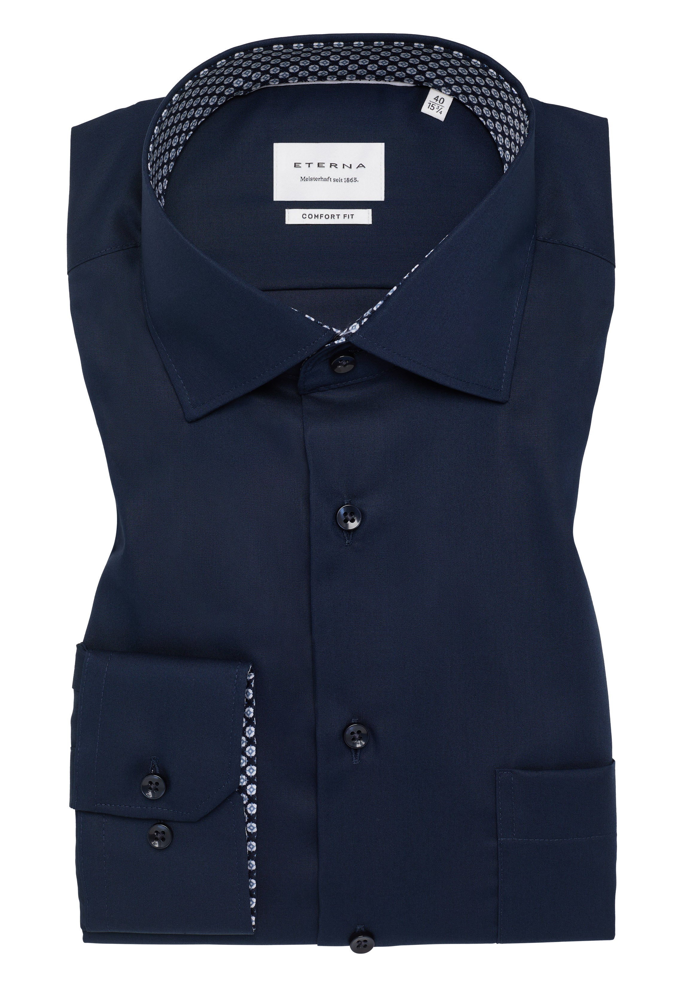 ETERNA COMFORT FIT Natural Stretch Langarm Hemd - Midnight Navy Blue - 1082-19-E15K