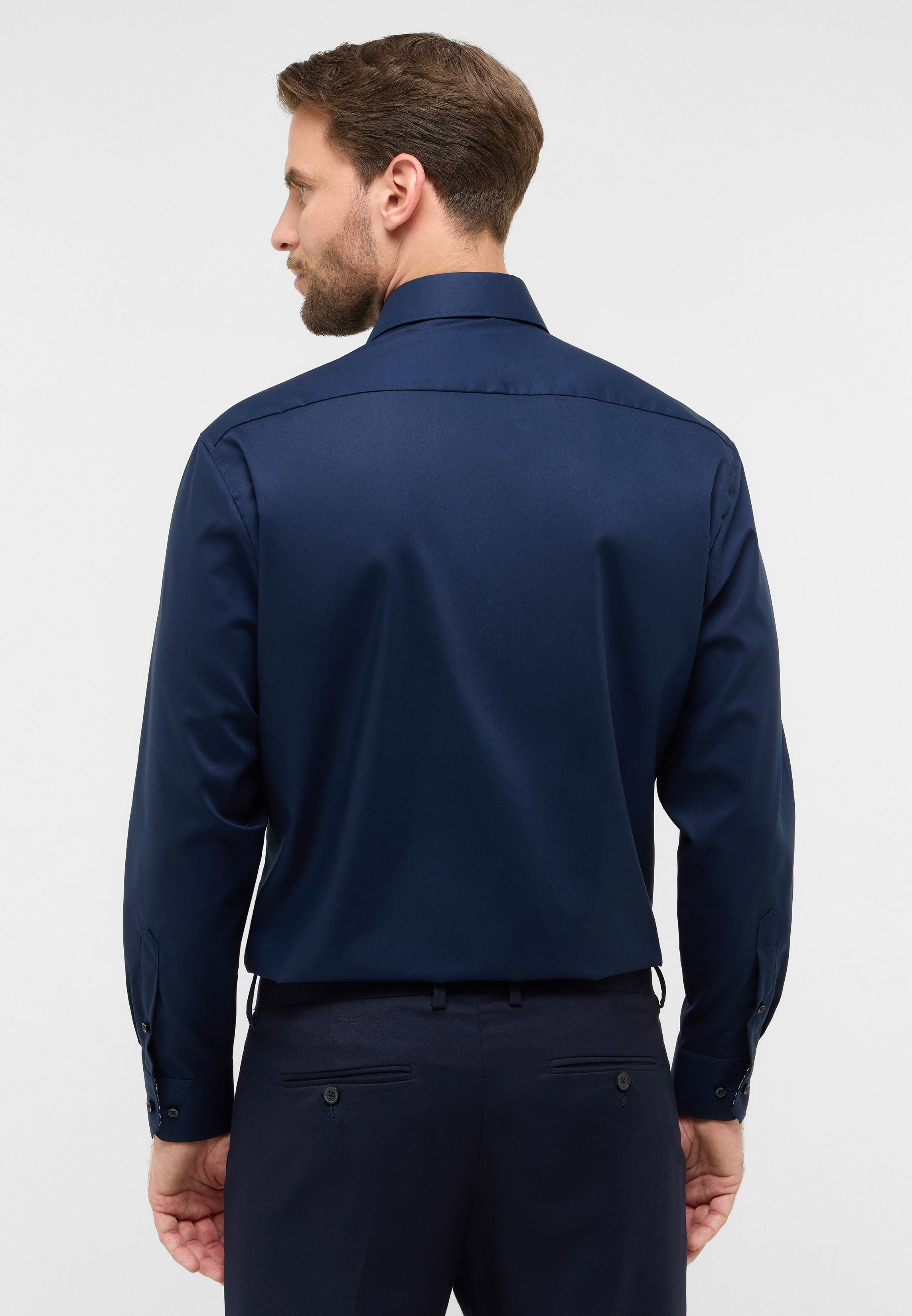 ETERNA COMFORT FIT Natural Stretch Langarm Hemd - Midnight Navy Blue - 1082-19-E15K von Eterna