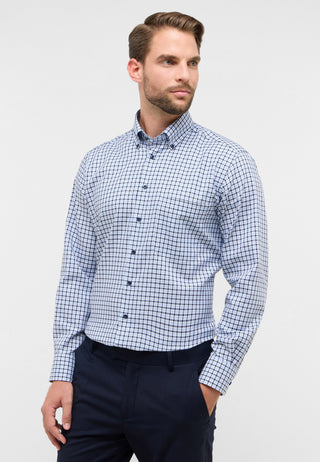 ETERNA Comfort Fit Langarm Hemd - Sky Check Blue - 1012-11-E114
