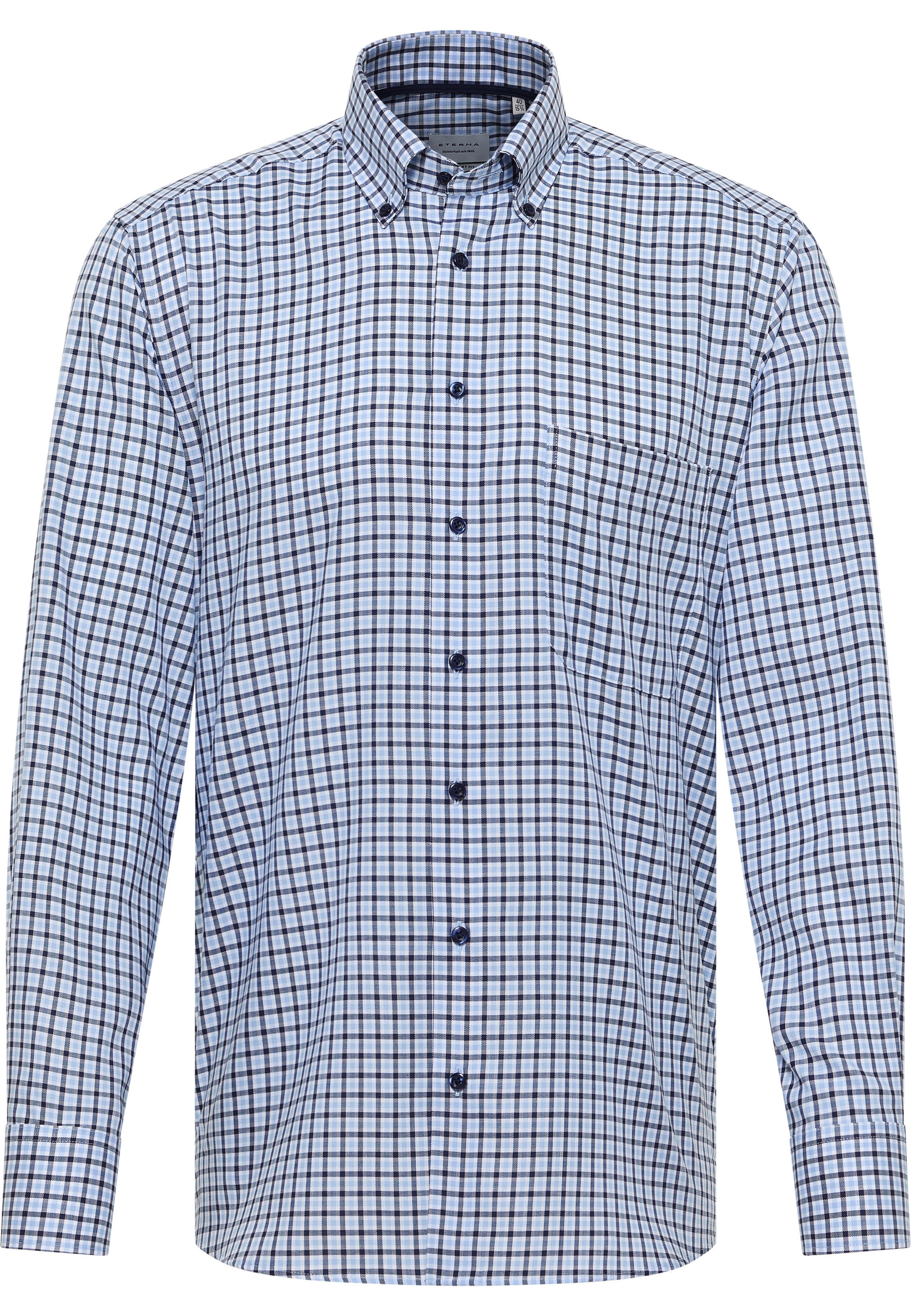 ETERNA Comfort Fit Langarm Hemd - Sky Check Blue - 1012-11-E114
