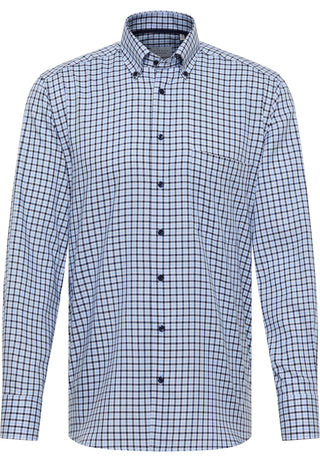 ETERNA Comfort Fit Langarm Hemd - Sky Check Blue - 1012-11-E114