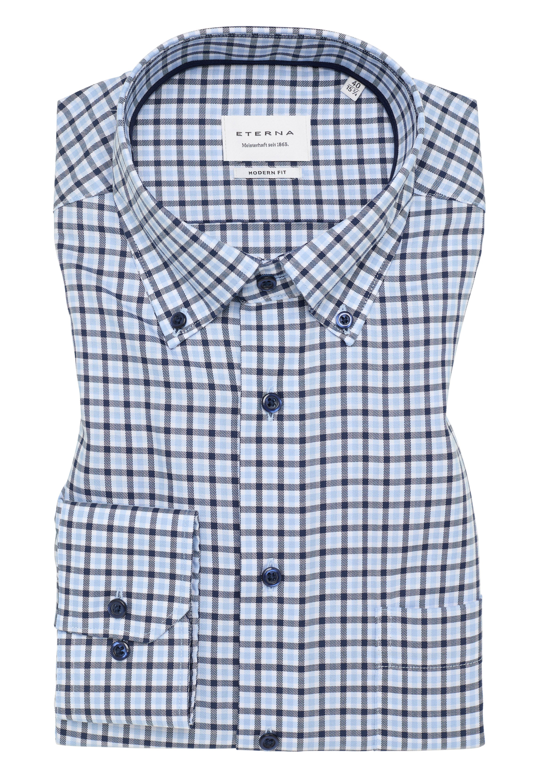 ETERNA MODERN FIT Langarm Hemd - Sky Harbor Plaid - 1012-11-X114