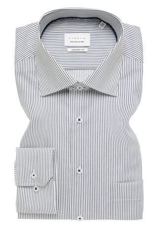 ETERNA COMFORT FIT Langarm Hemd - White Navy Pinstripe - 1291-19-E19K