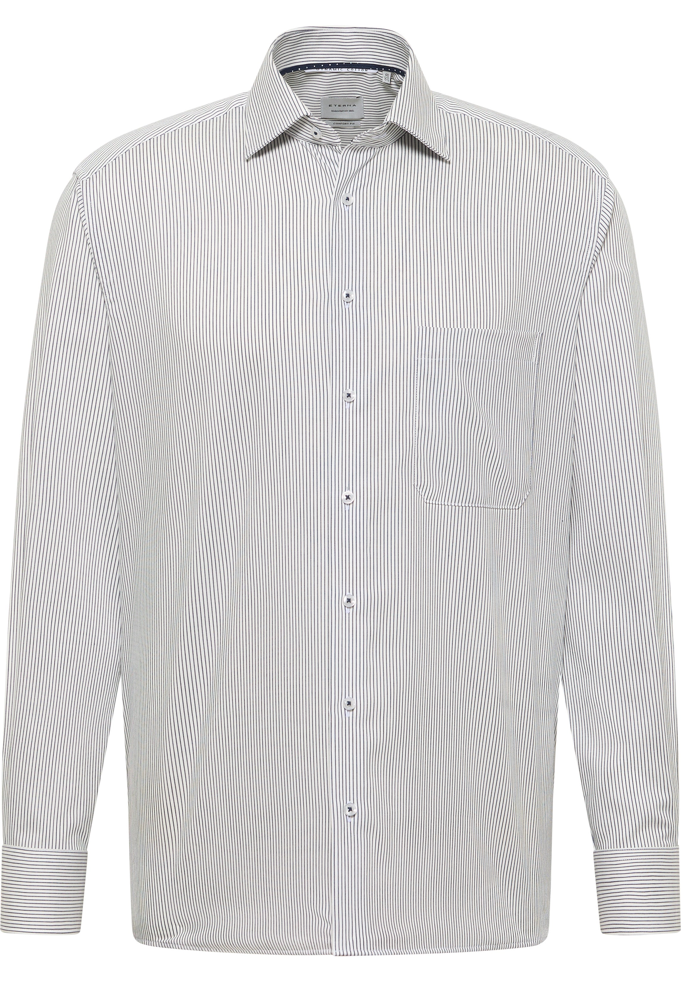ETERNA COMFORT FIT Langarm Hemd - White Navy Pinstripe - 1291-19-E19K