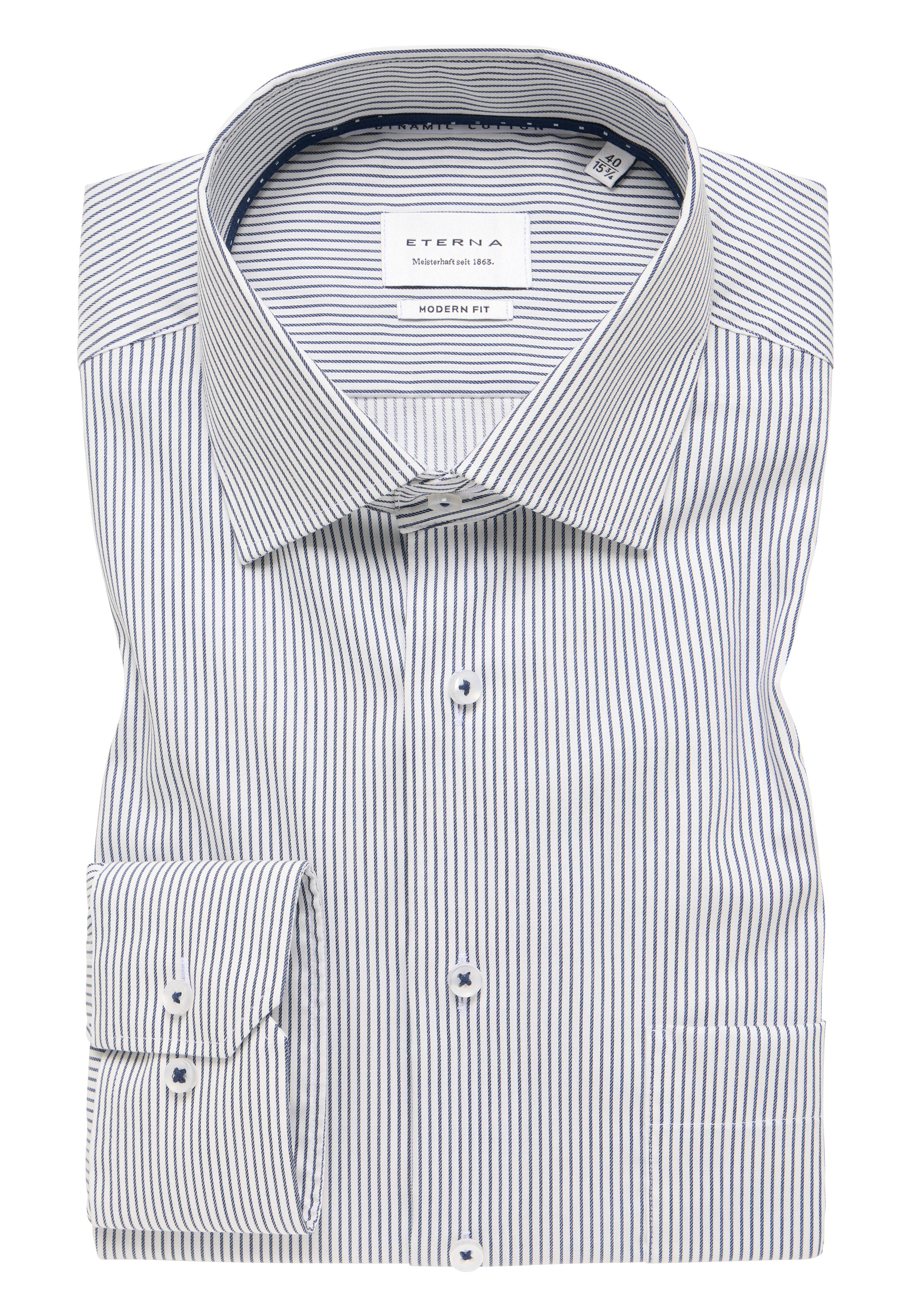 ETERNA MODERN FIT Langarm Hemd - Harbor Striped Navy - 1291-19-X19K