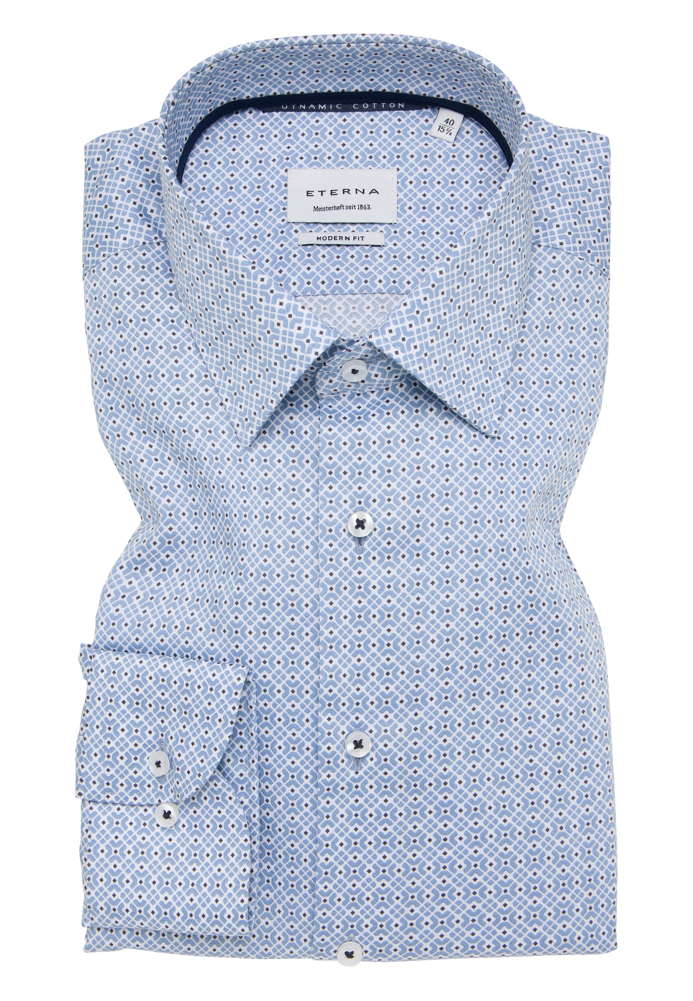 ETERNA MODERN FIT Langarm Hemd - Sky Dobby Sea - 1294-12-X171