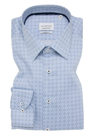 ETERNA MODERN FIT Langarm Hemd - Sky Dobby Sea - 1294-12-X171