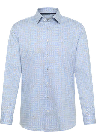 ETERNA MODERN FIT Langarm Hemd - Sky Dobby Sea - 1294-12-X171