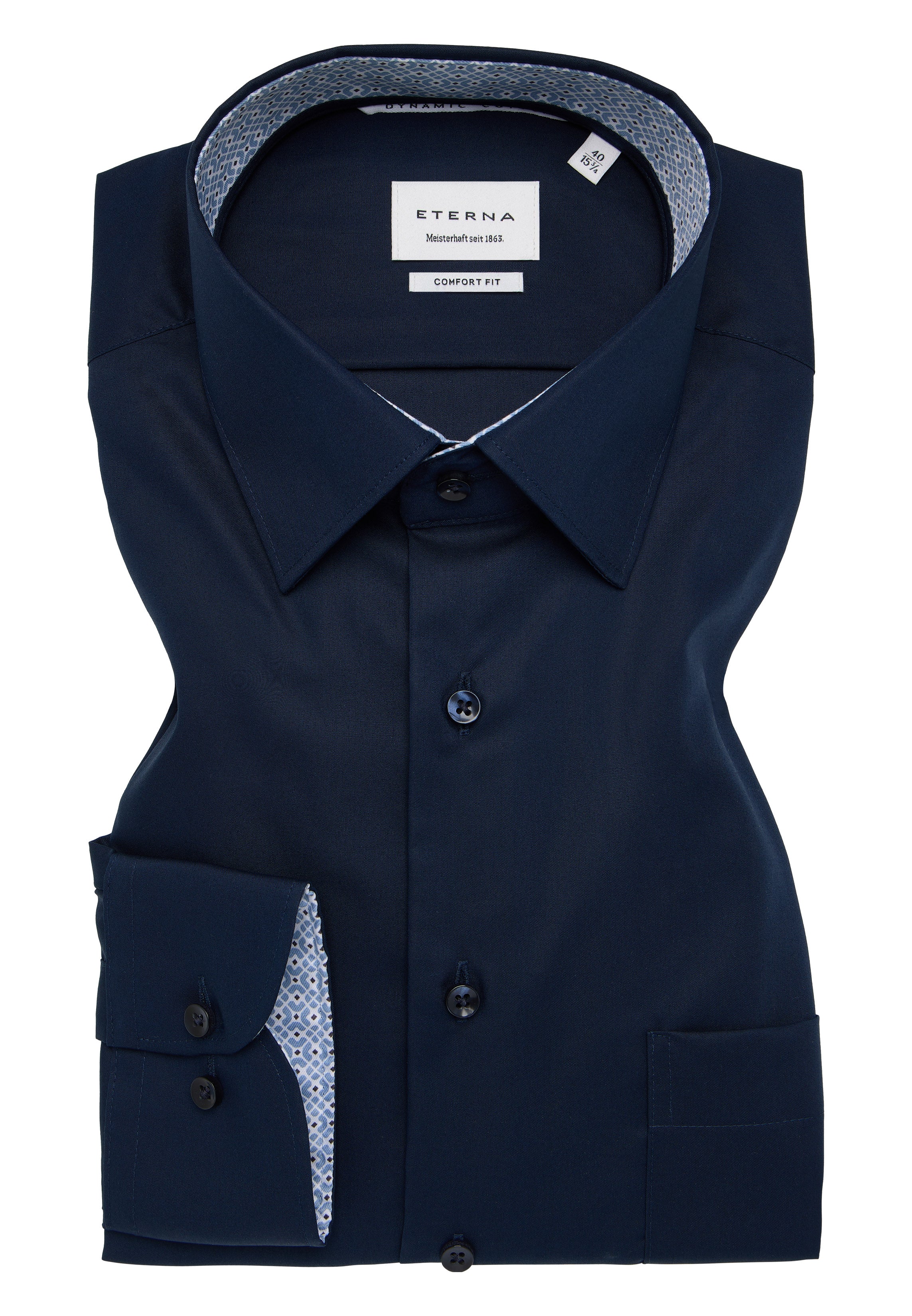 ETERNA COMFORT FIT Langarm Hemd - Navy Horizon - 1382-19-E141