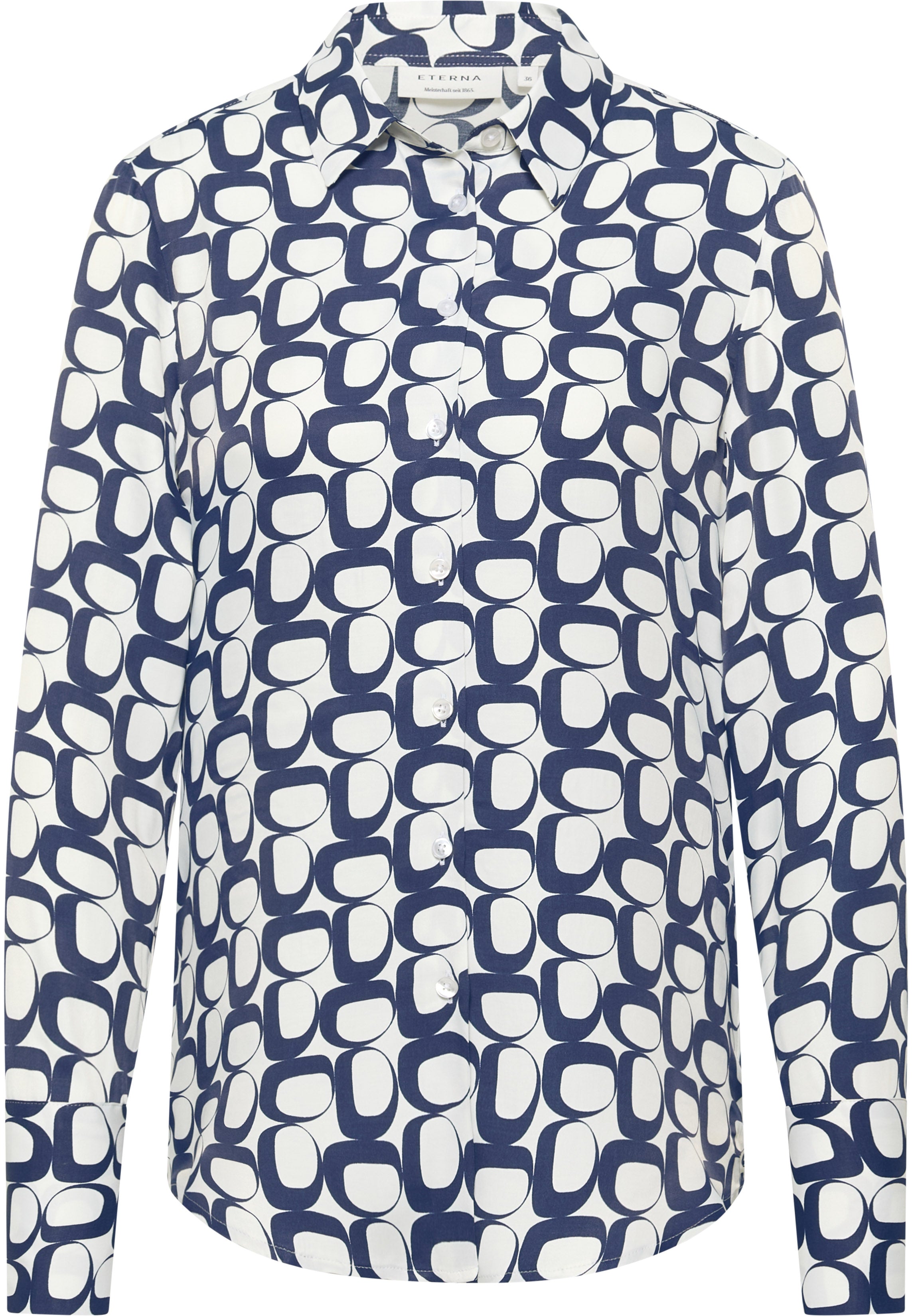 ETERNA REGULAR FIT Bluse - White Navy Pixel - 7022-19-D351