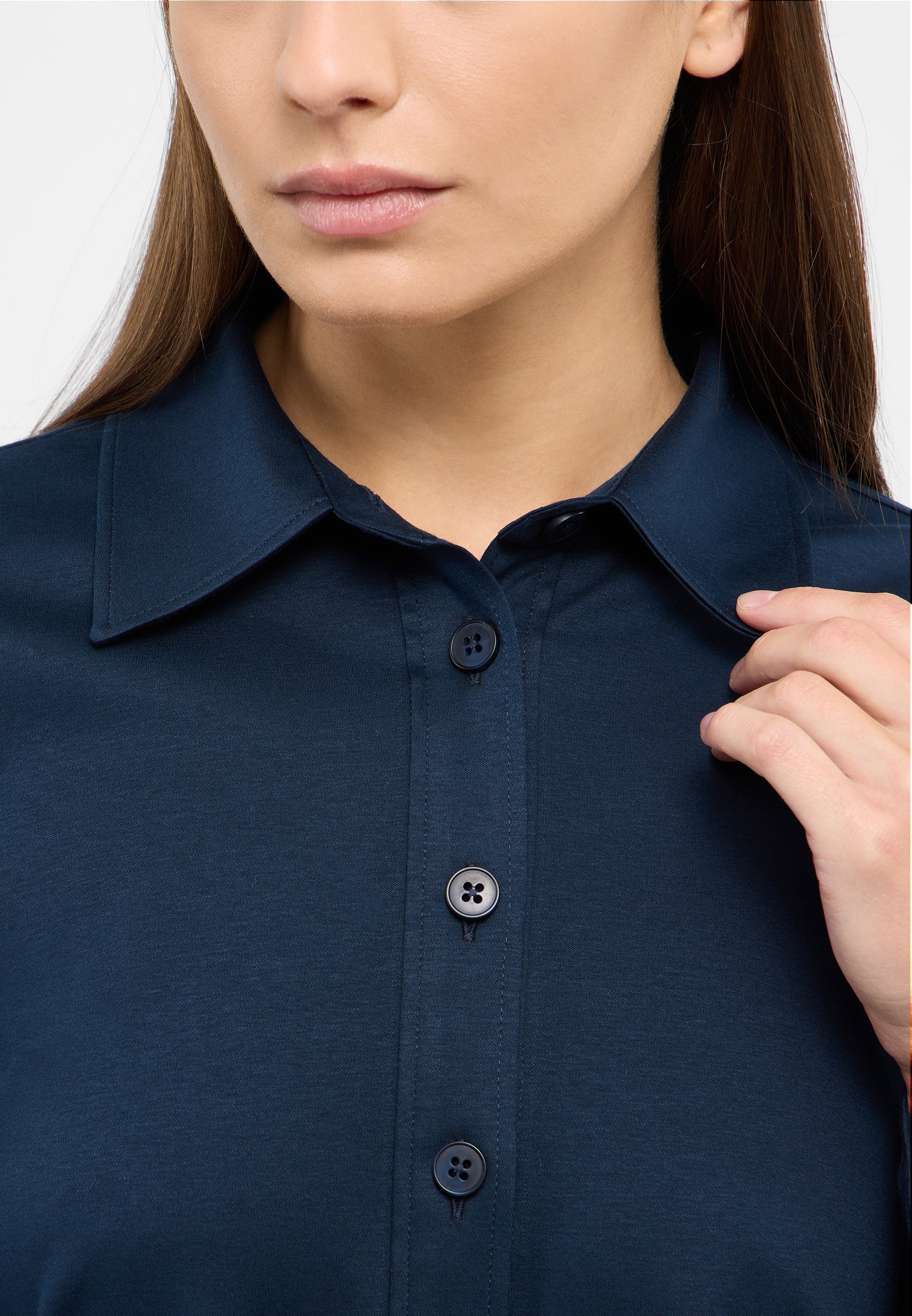 ETERNA LOOSE FIT Jersey Bluse - Midnight Navy Blue - 5158-19-D546 von Eterna