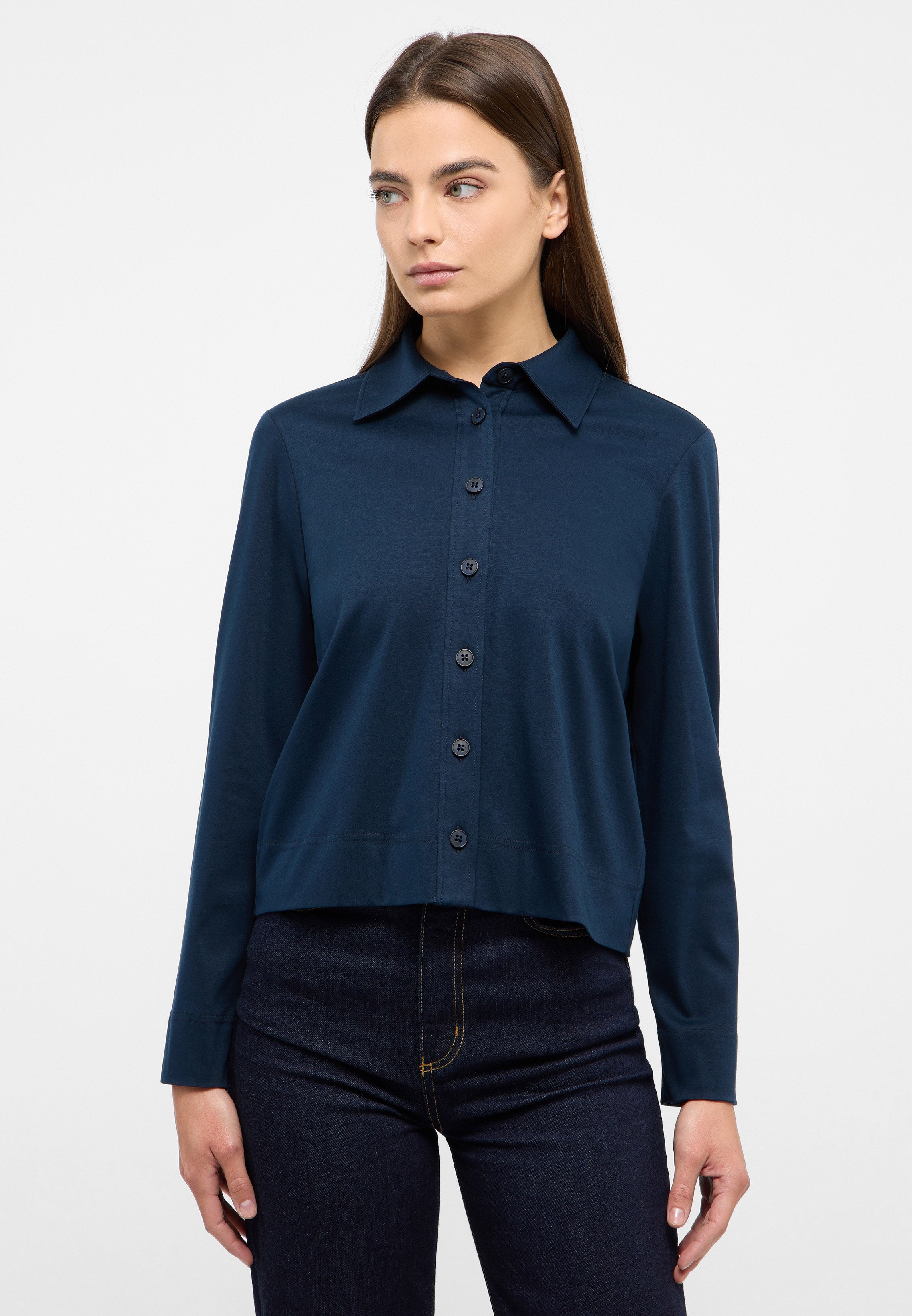 ETERNA LOOSE FIT Jersey Bluse - Midnight Navy Blue - 5158-19-D546