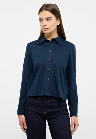 ETERNA LOOSE FIT Jersey Bluse - Midnight Navy Blue - 5158-19-D546