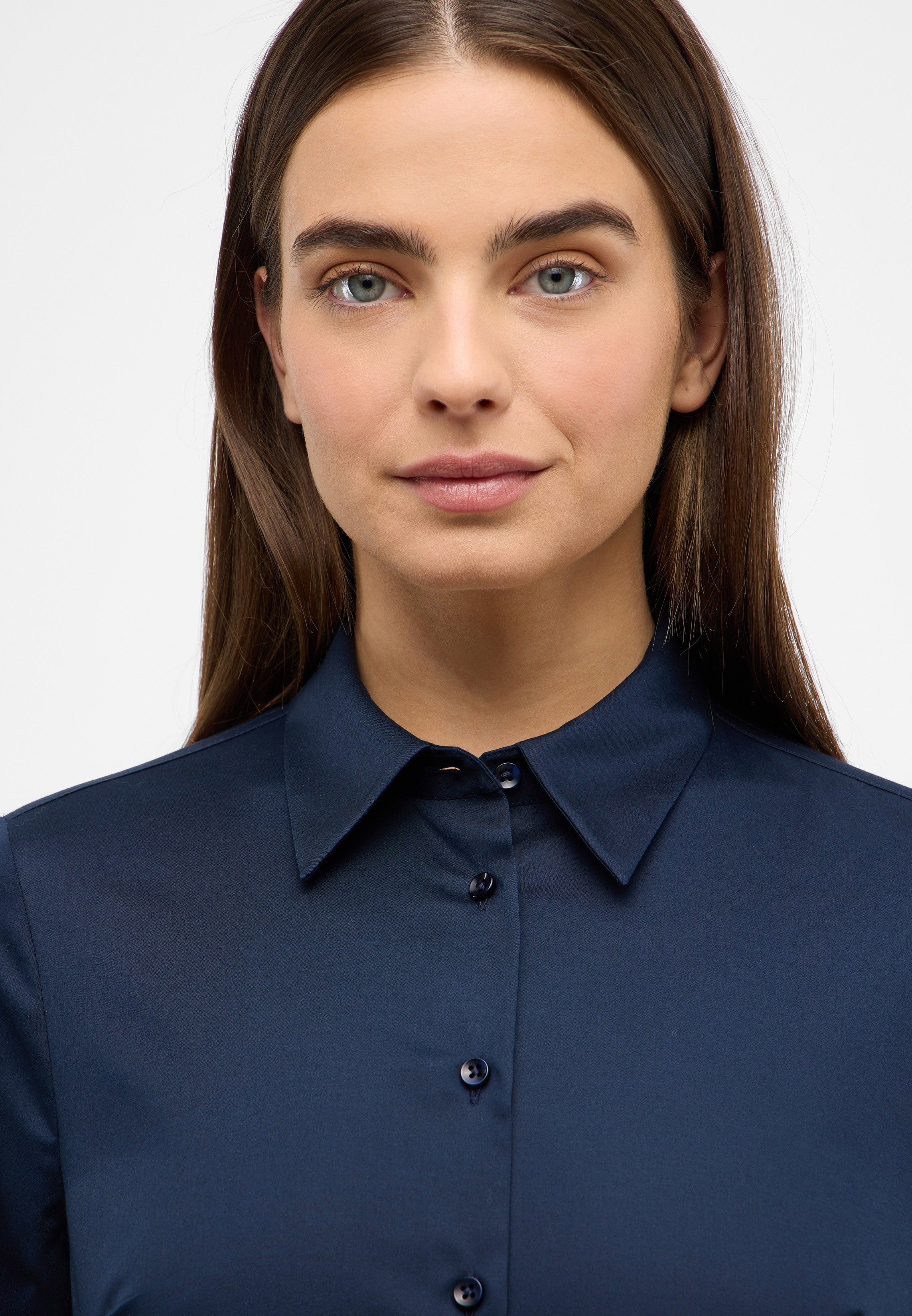 ETERNA FITTED Langarm Bluse - Twilight Harbor Blue - 5585-19-DF48 von Eterna