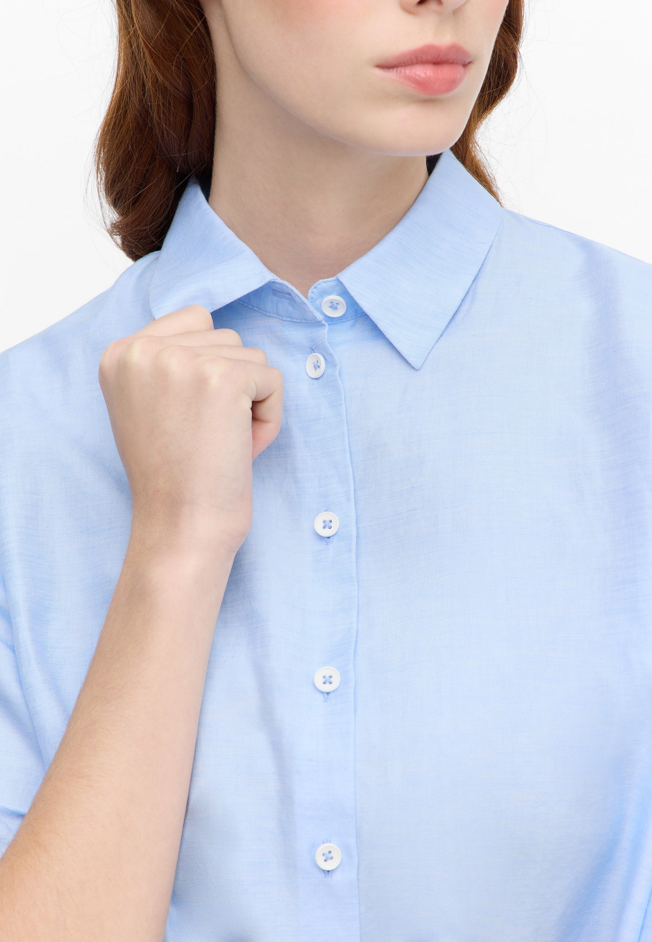 ETERNA LOOSE FIT Kurzarm Bluse - Sky Drift Blue - 5155-13-H366 von Eterna