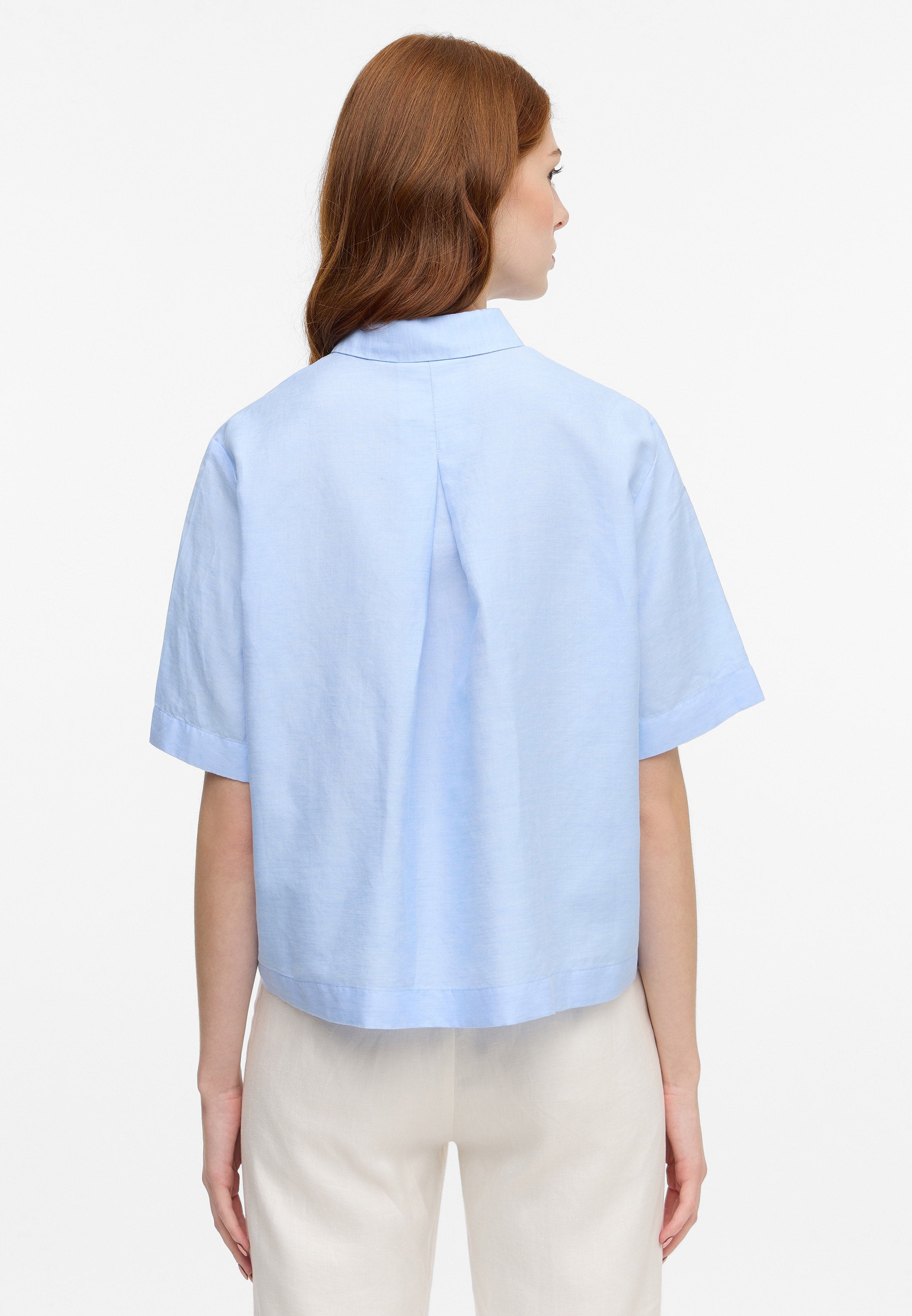 ETERNA LOOSE FIT Kurzarm Bluse - Sky Drift Blue - 5155-13-H366 von Eterna