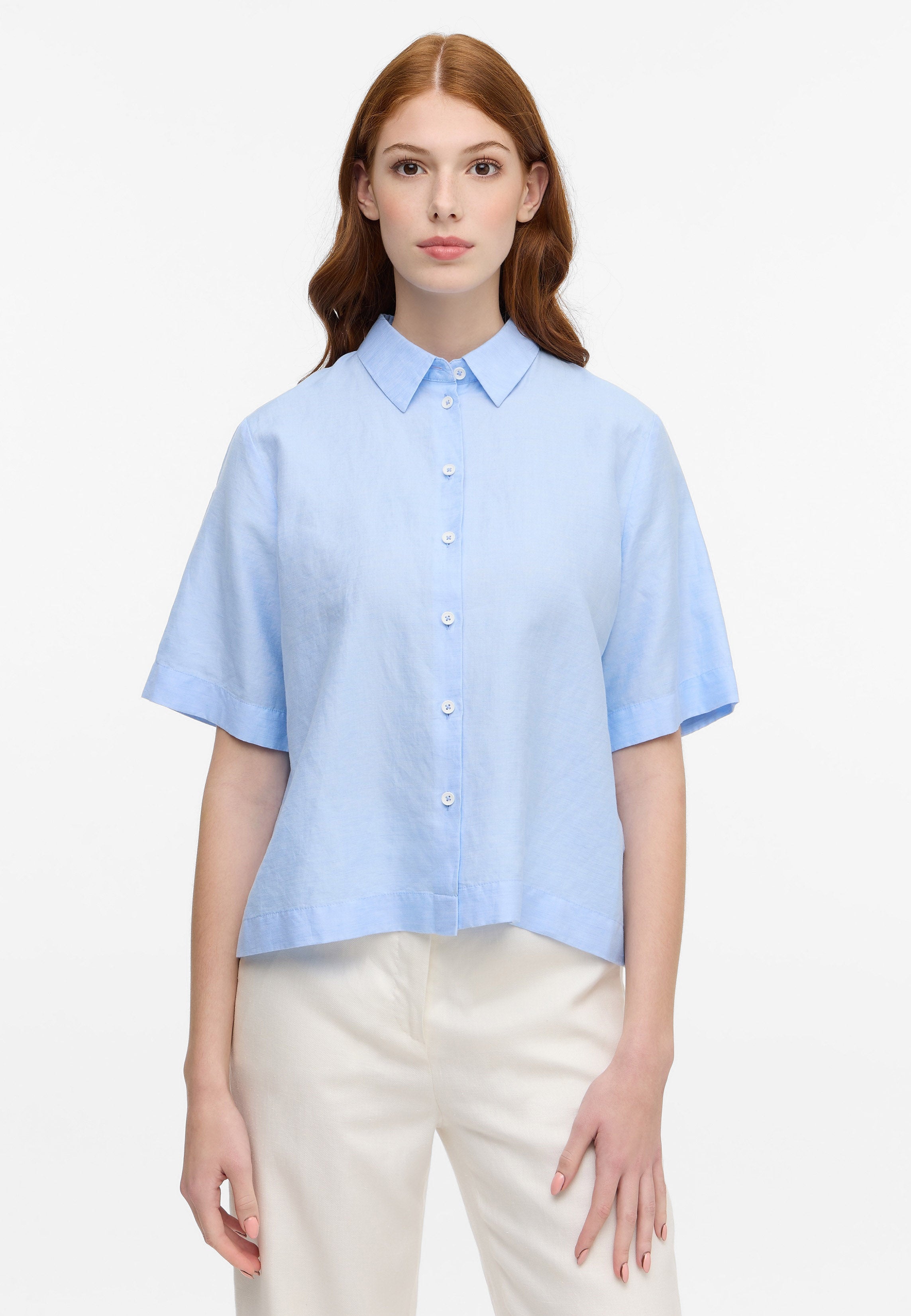 ETERNA LOOSE FIT Kurzarm Bluse - Sky Drift Blue - 5155-13-H366 von Eterna