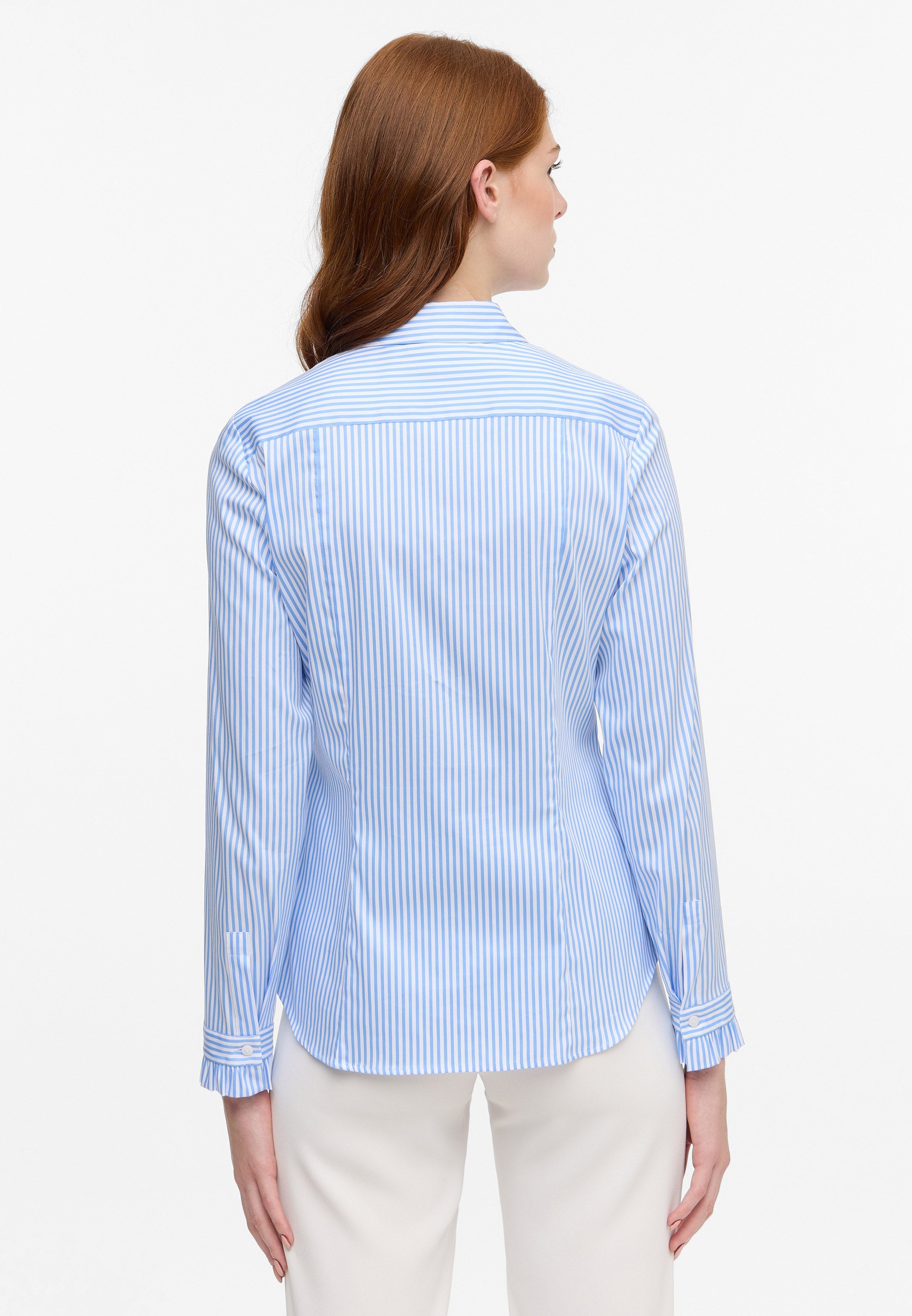 ETERNA FITTED Langarm Bluse - Dawn Stripe Blue - 6281-12-DF52 von Eterna