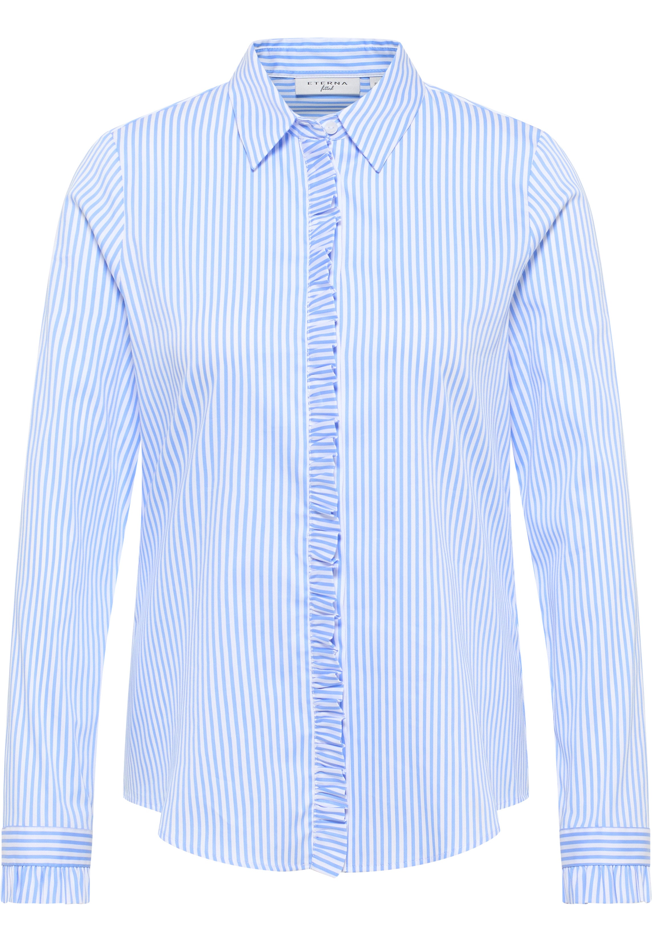 ETERNA FITTED Langarm Bluse - Dawn Stripe Blue - 6281-12-DF52