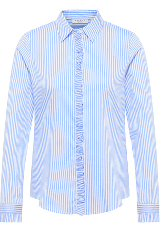 ETERNA FITTED Langarm Bluse - Dawn Stripe Blue - 6281-12-DF52