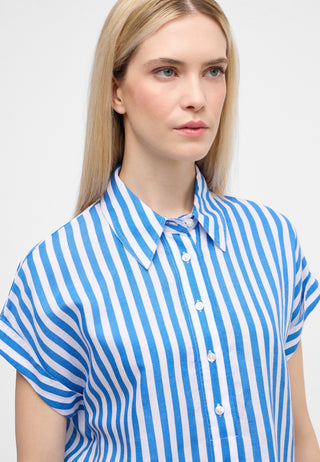 ETERNA LOOSE FIT Kurzarm Bluse - Azure Seabreeze Stripe - 6272-14-H311