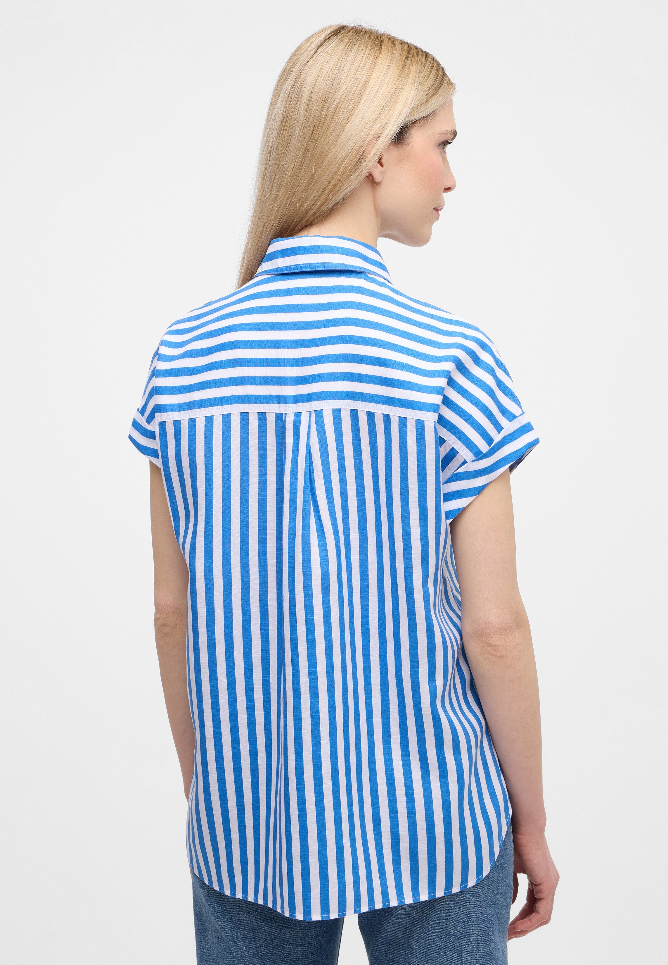 ETERNA LOOSE FIT Kurzarm Bluse - Azure Seabreeze Stripe - 6272-14-H311 von Eterna