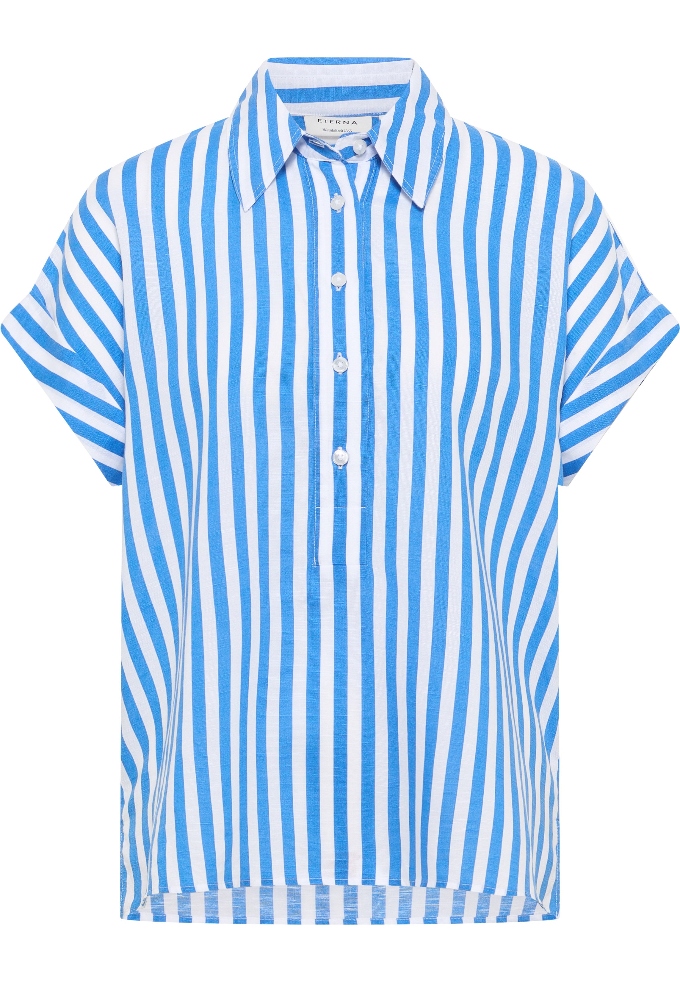 ETERNA LOOSE FIT Kurzarm Bluse - Azure Seabreeze Stripe - 6272-14-H311