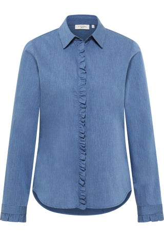 ETERNA FITTED Langarm Bluse - Blue Denim Dusk - 5515-18-DF53