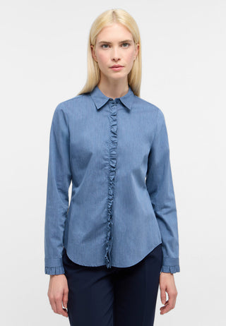ETERNA FITTED Langarm Bluse - Blue Denim Dusk - 5515-18-DF53