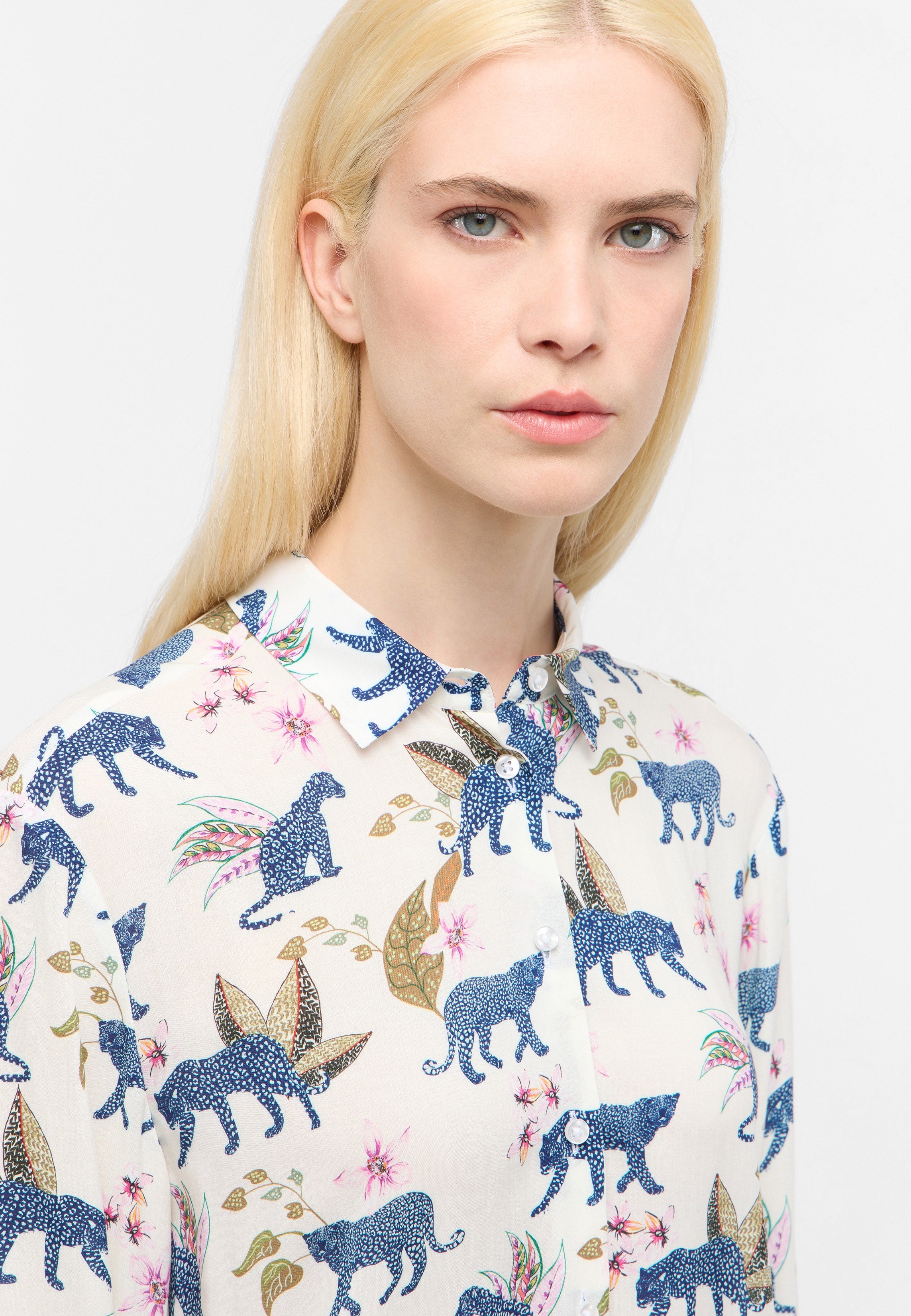 ETERNA REGULAR FIT Langarm Bluse - Garden Animal Ivory - 7684-19-D352 von Eterna