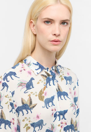 ETERNA REGULAR FIT Langarm Bluse - Garden Animal Ivory - 7684-19-D352