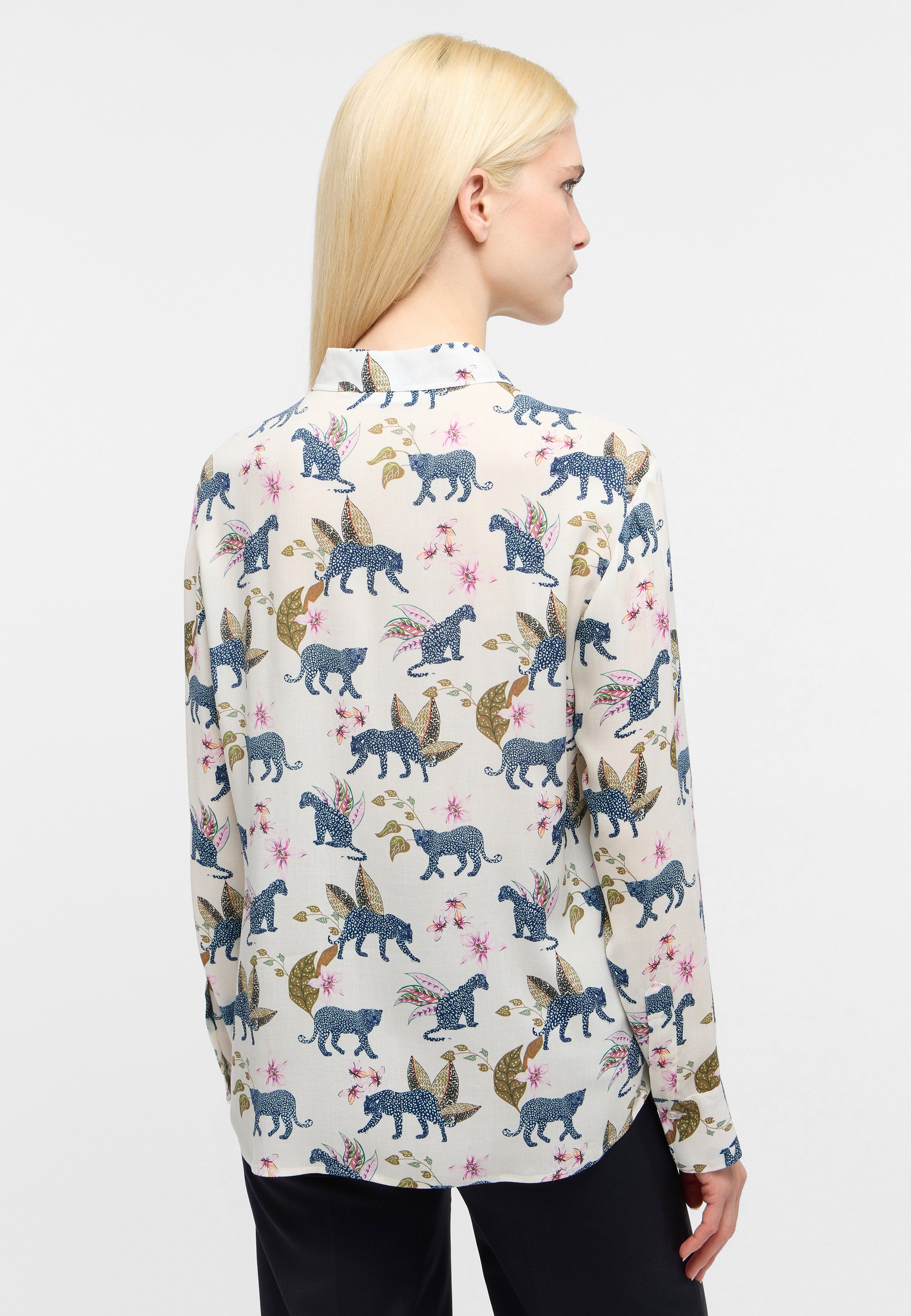 ETERNA REGULAR FIT Langarm Bluse - Garden Animal Ivory - 7684-19-D352 von Eterna