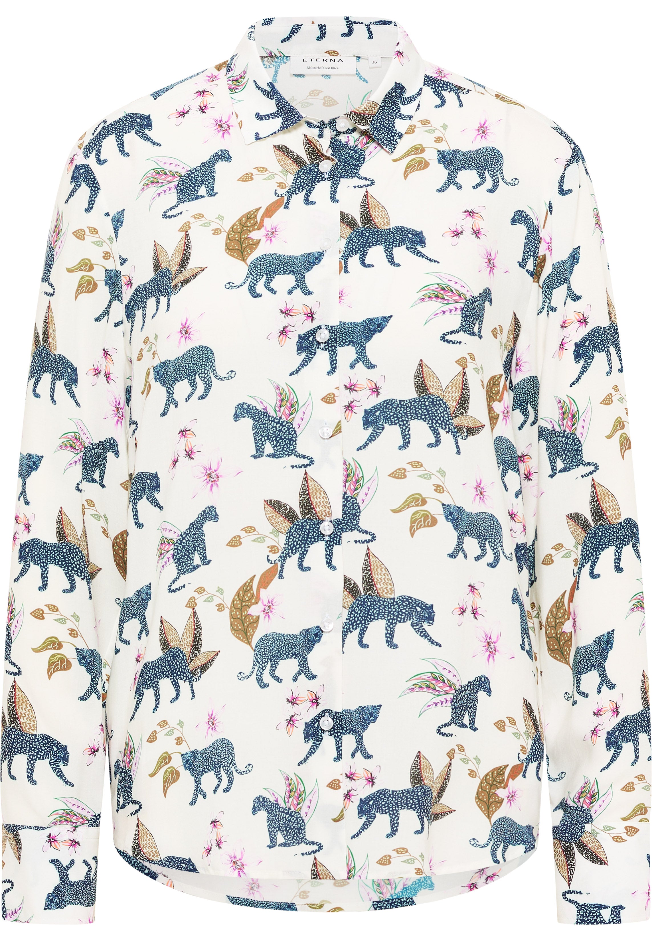 ETERNA REGULAR FIT Langarm Bluse - Garden Animal Ivory - 7684-19-D352