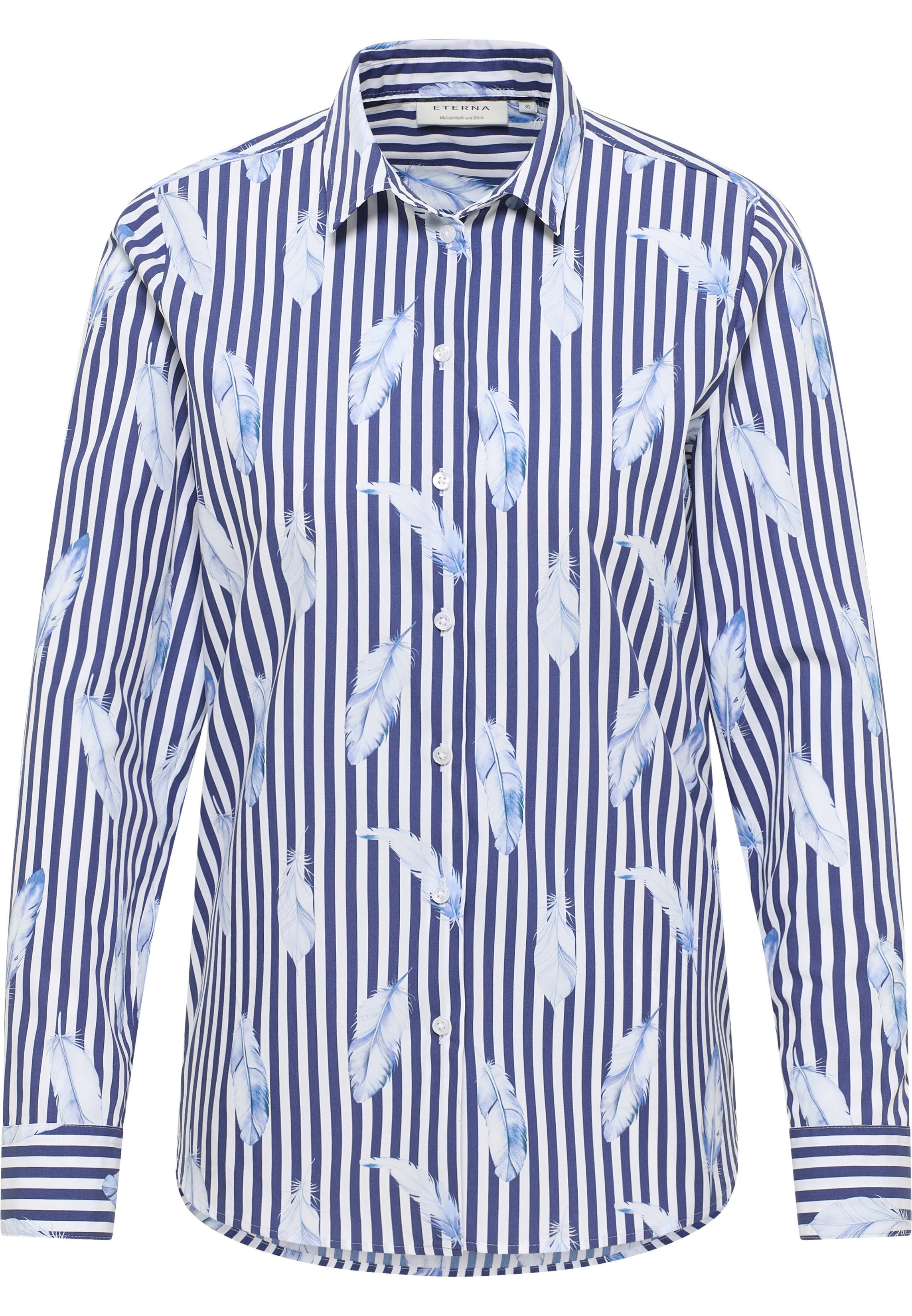 ETERNA REGULAR FIT Bluse - Coastal Stripe Palms - 7770-14-D935
