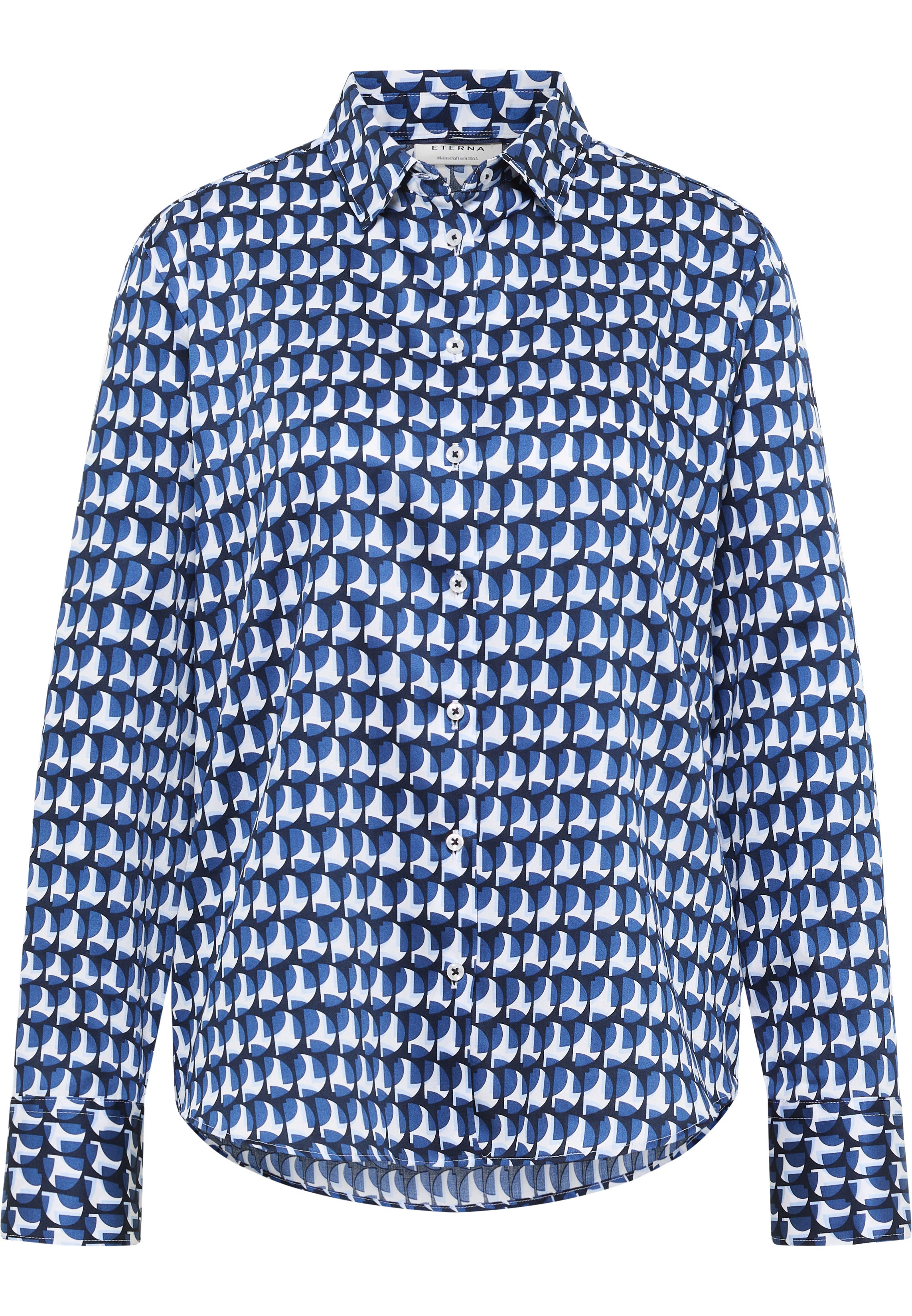 ETERNA REGULAR FIT Langarm Bluse - Coastal Mosaic Blue - 7760-19-D352