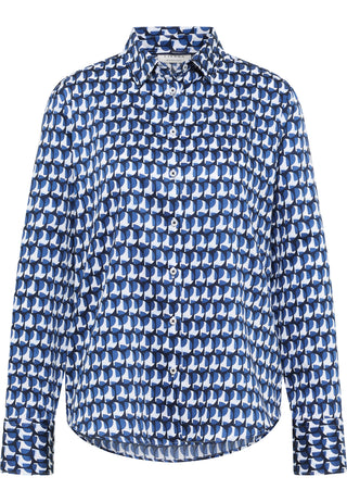 ETERNA REGULAR FIT Langarm Bluse - Coastal Mosaic Blue - 7760-19-D352