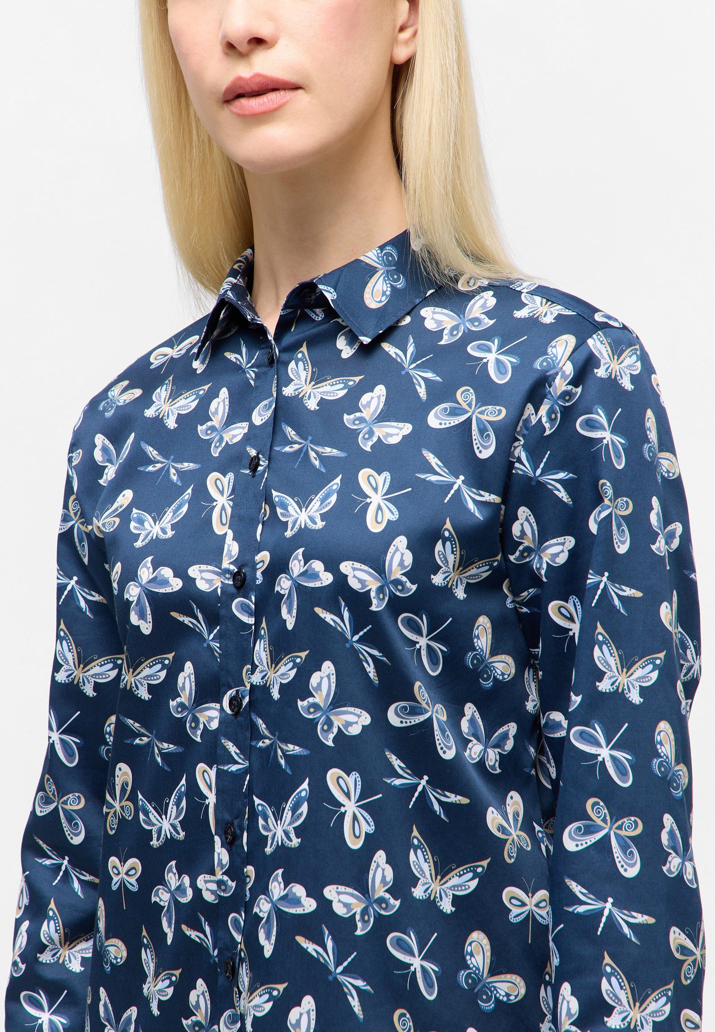ETERNA Regular Fit Bluse - Delft Butterfly Blue - 7802-19-D780 von Eterna