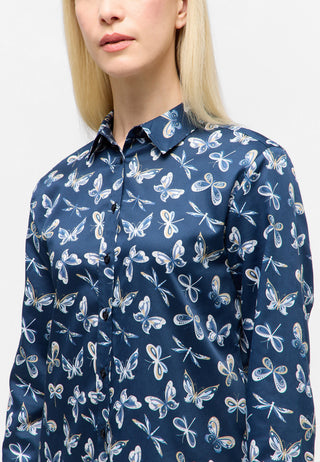 ETERNA Regular Fit Bluse - Delft Butterfly Blue - 7802-19-D780