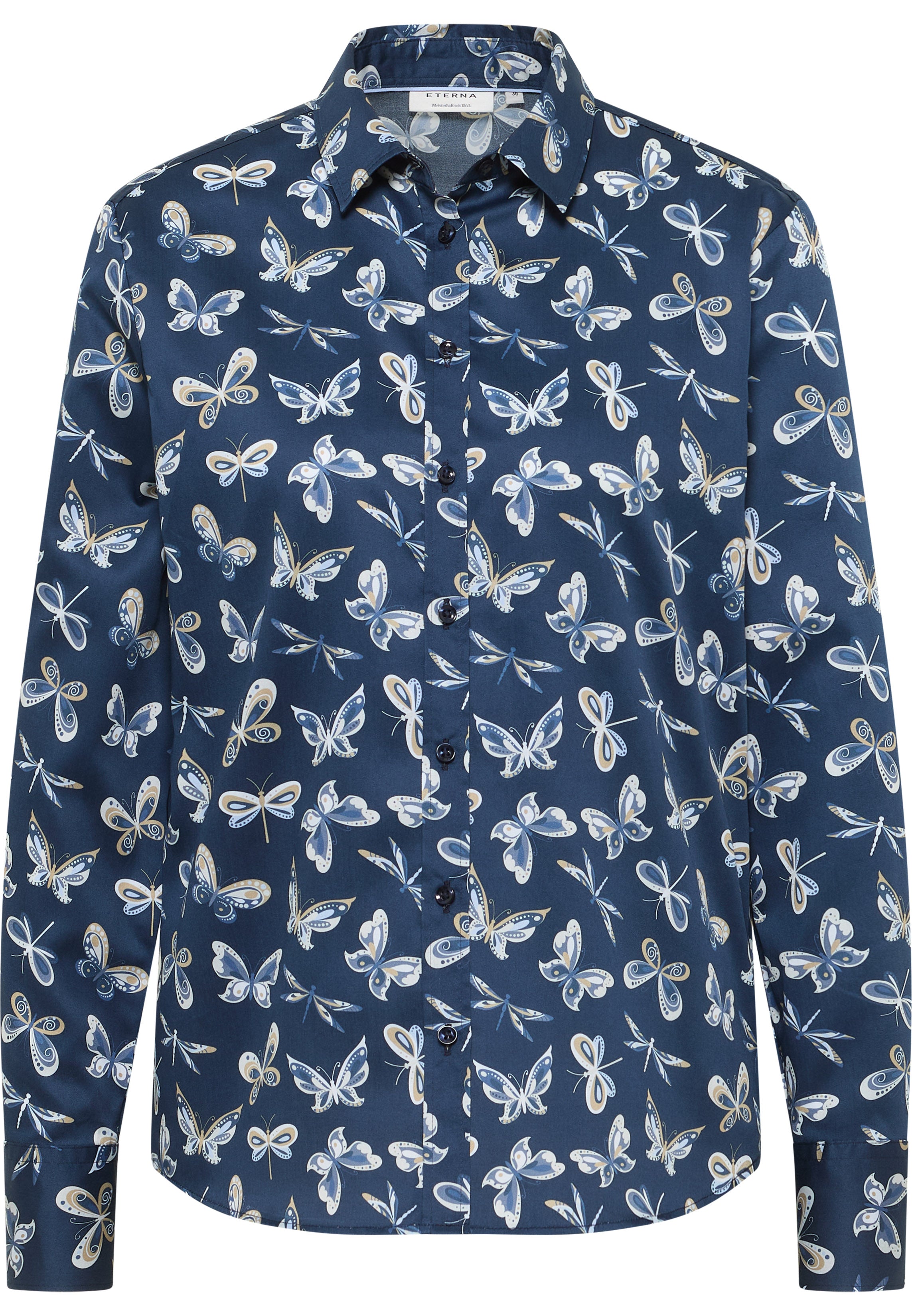 ETERNA Regular Fit Bluse - Delft Butterfly Blue - 7802-19-D780