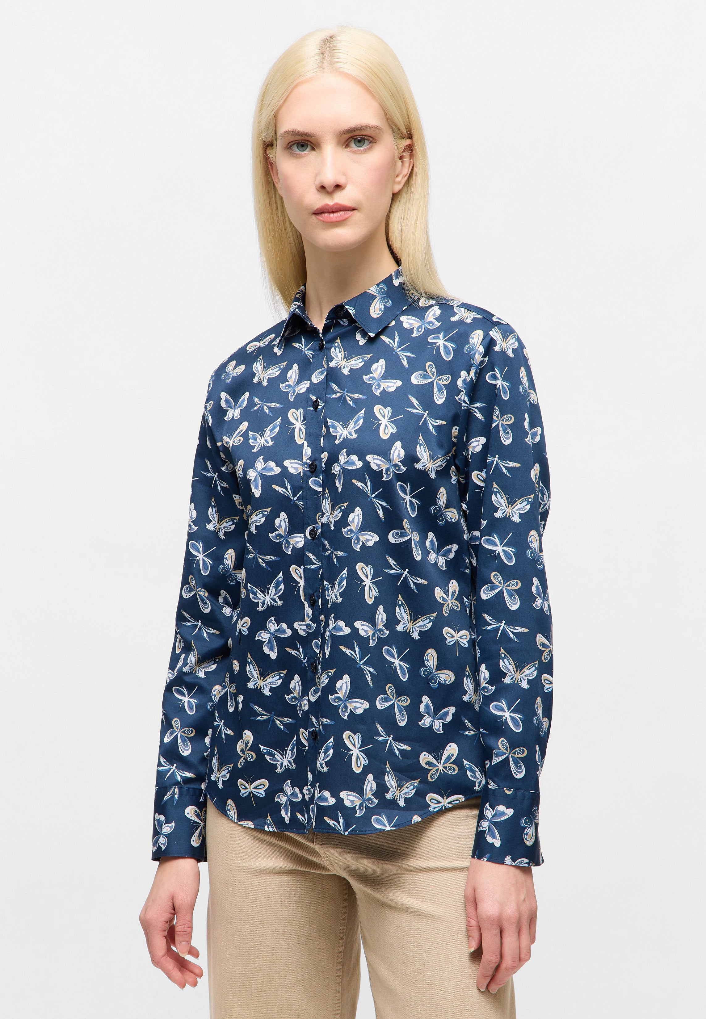 ETERNA Regular Fit Bluse - Delft Butterfly Blue - 7802-19-D780