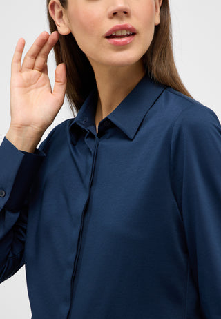 ETERNA FITTED Langarm Bluse - Indigo Horizon Stretch - 5780-19-DY70