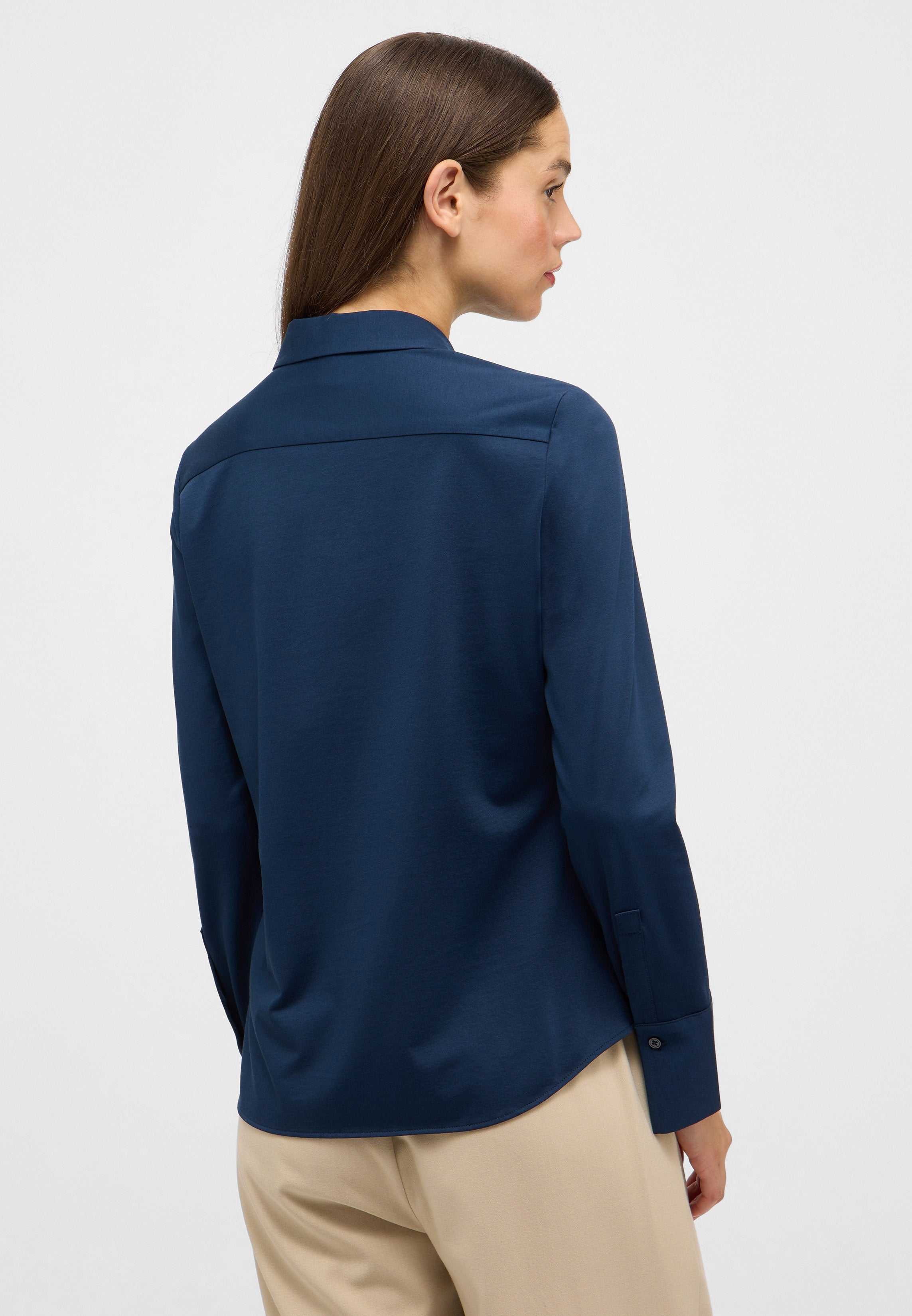 ETERNA FITTED Langarm Bluse - Indigo Horizon Stretch - 5780-19-DY70 von Eterna