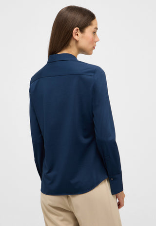 ETERNA FITTED Langarm Bluse - Indigo Horizon Stretch - 5780-19-DY70