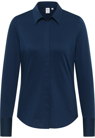 ETERNA FITTED Langarm Bluse - Indigo Horizon Stretch - 5780-19-DY70