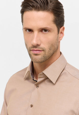 ETERNA MODERN FIT Langarm Hemd - Linen Moka - 1007-23-X141