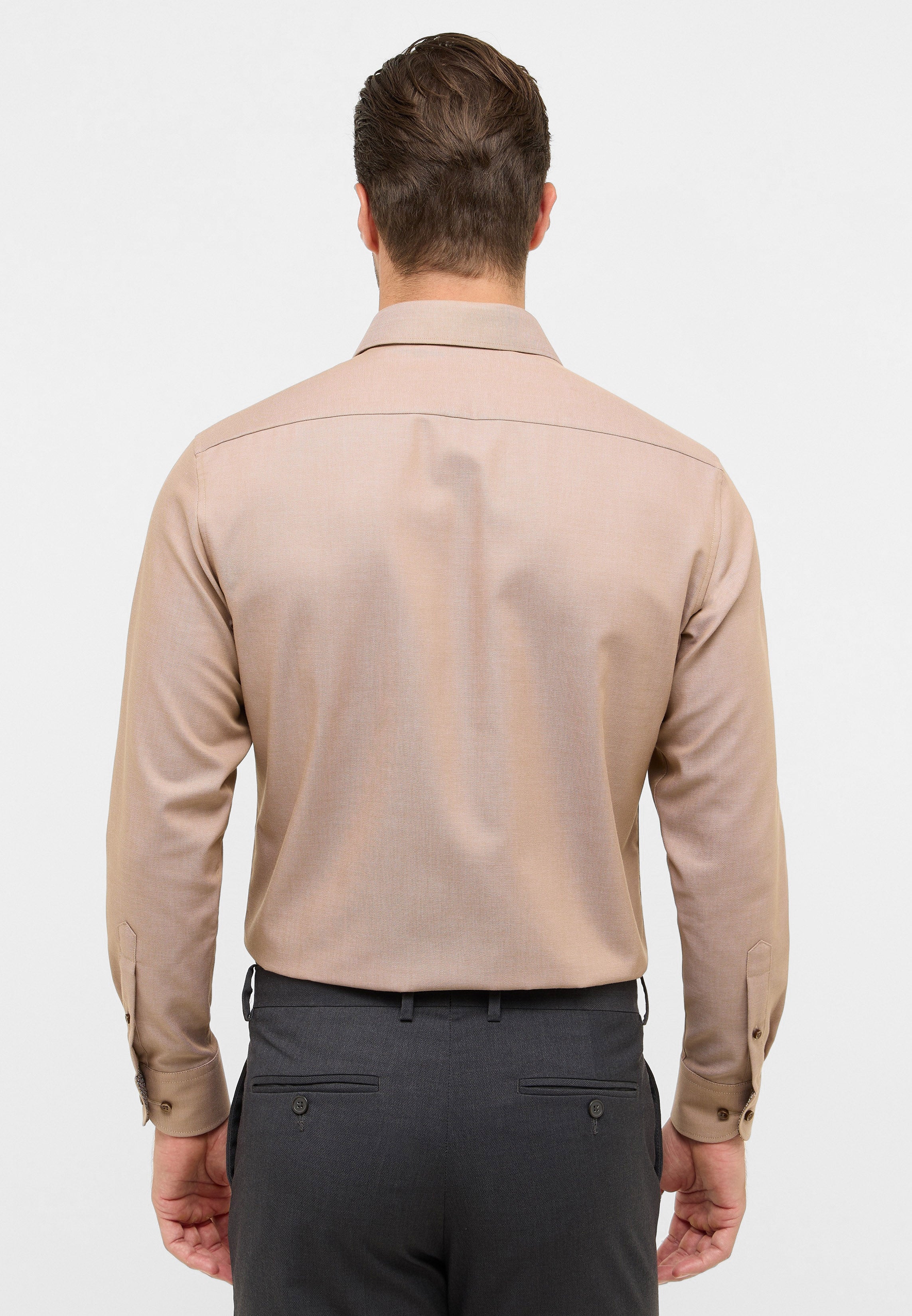 ETERNA MODERN FIT Langarm Hemd - Linen Moka - 1007-23-X141 von Eterna