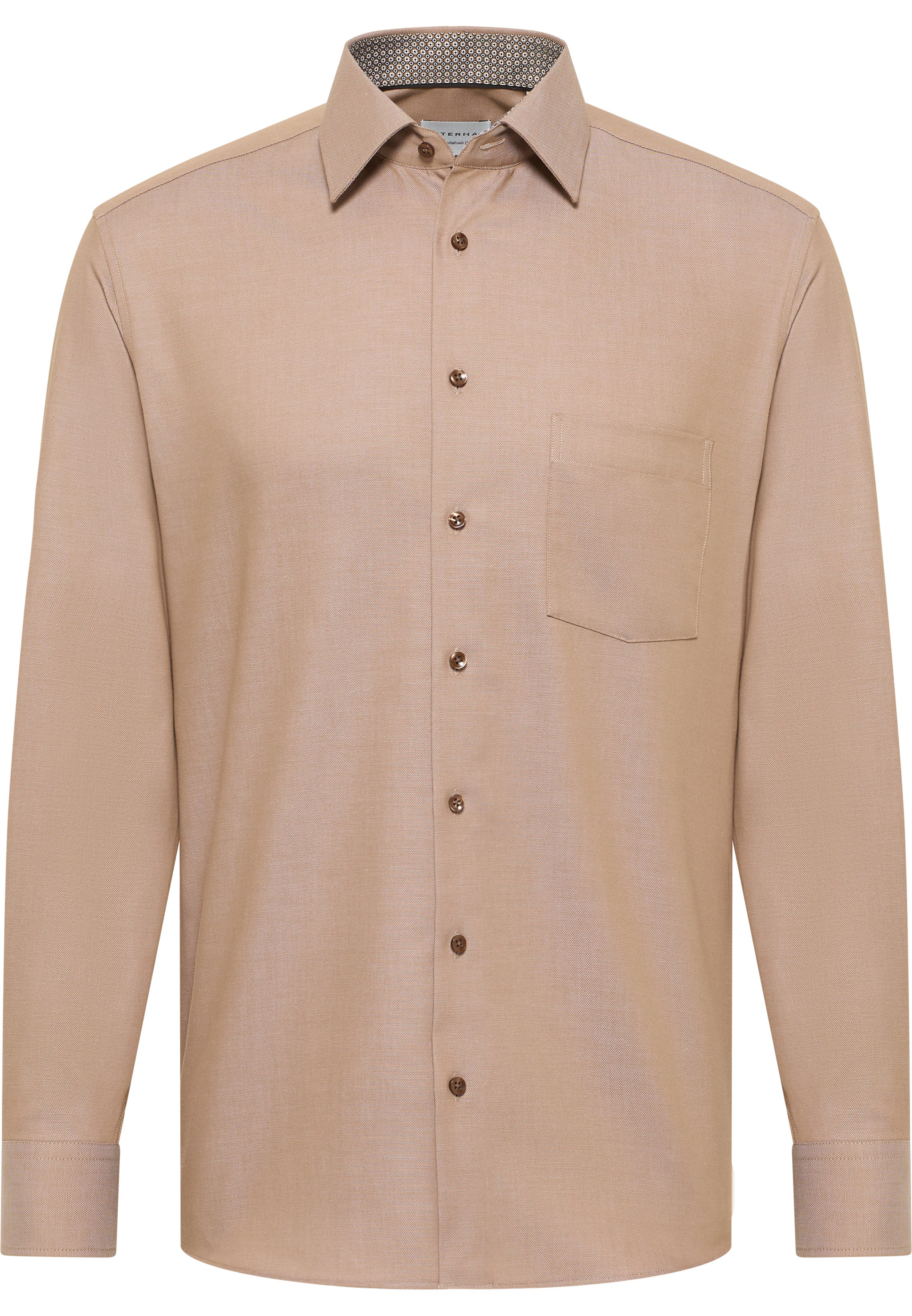 ETERNA MODERN FIT Langarm Hemd - Linen Moka - 1007-23-X141