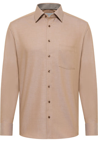 ETERNA MODERN FIT Langarm Hemd - Linen Moka - 1007-23-X141