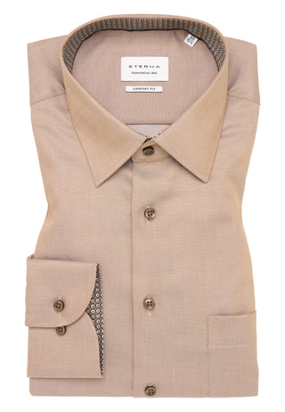 ETERNA COMFORT FIT Langarm Hemd - Linen Sand Glow - 1007-23-E141