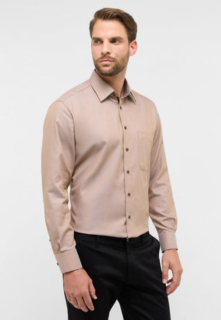 ETERNA COMFORT FIT Langarm Hemd - Linen Sand Glow - 1007-23-E141